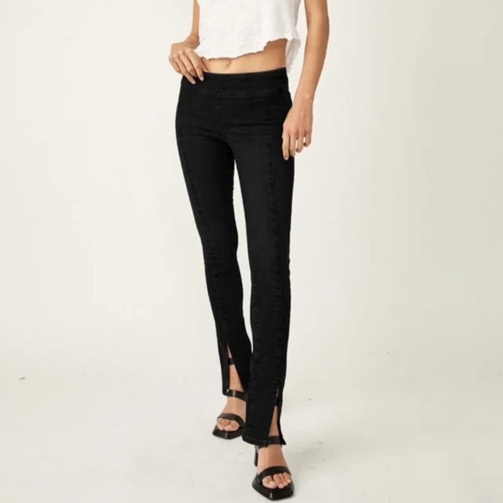We The Free Double Dutch Pull-On Slit Skinny Jeans - Licorice